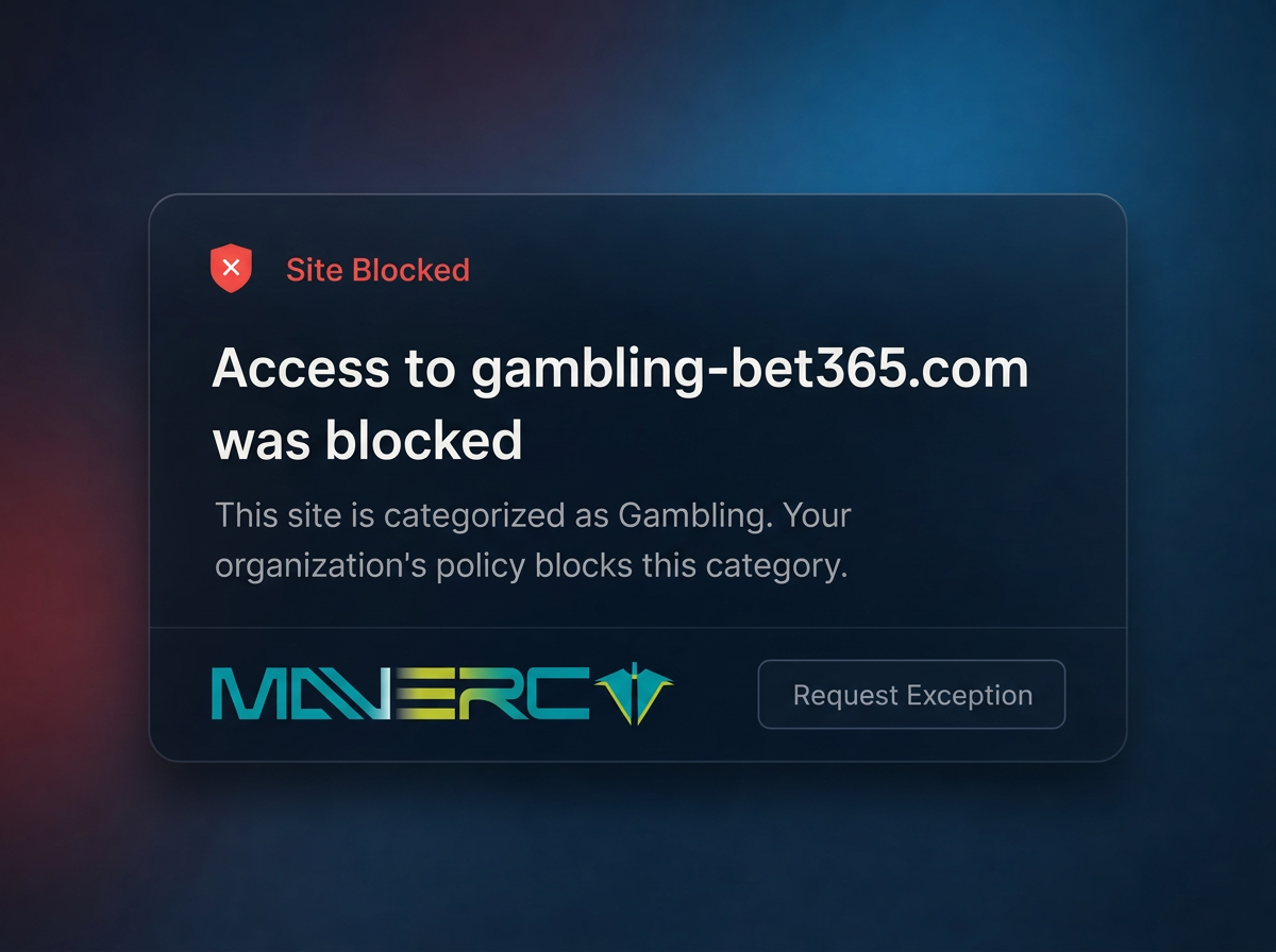 Maverc SWG blocking access to a malicious site